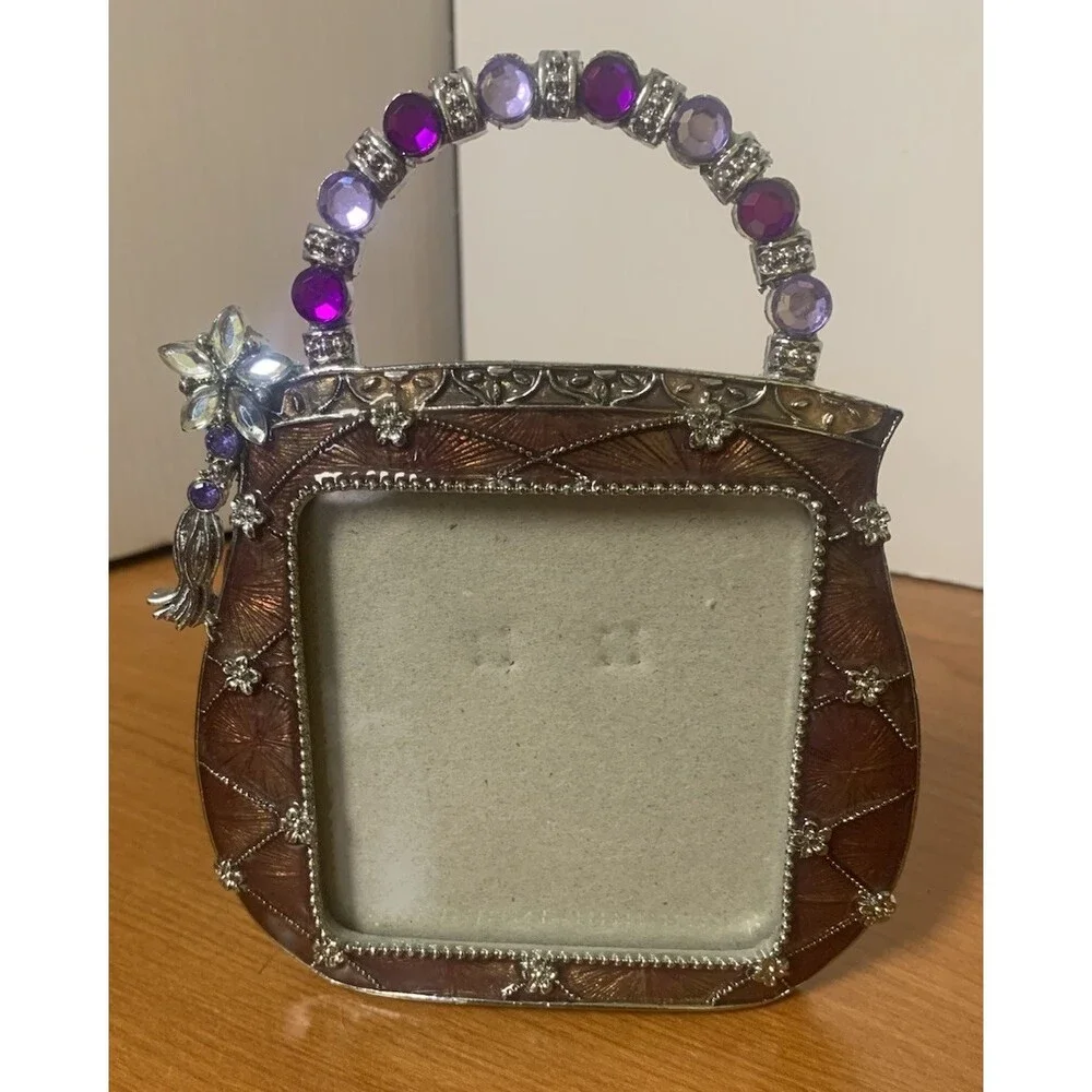 Pretty Purse Metal Picture Frame With Bling 5” X 4.5”